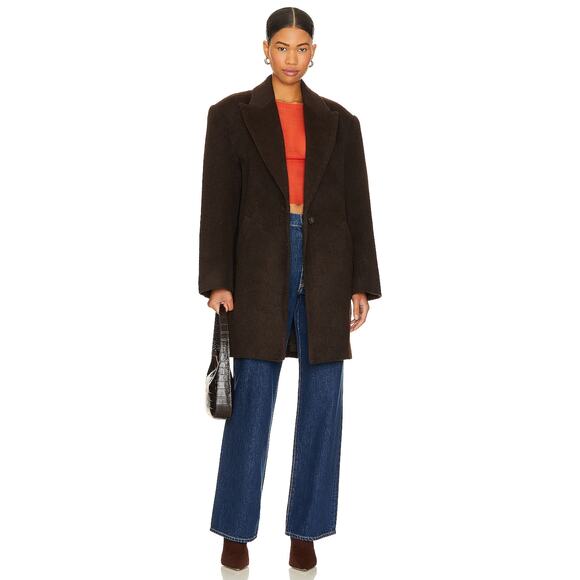 L'Academie Athena Coat Brown Button Front Oversized Collared Fuzzy Sz S - Picture 2 of 12